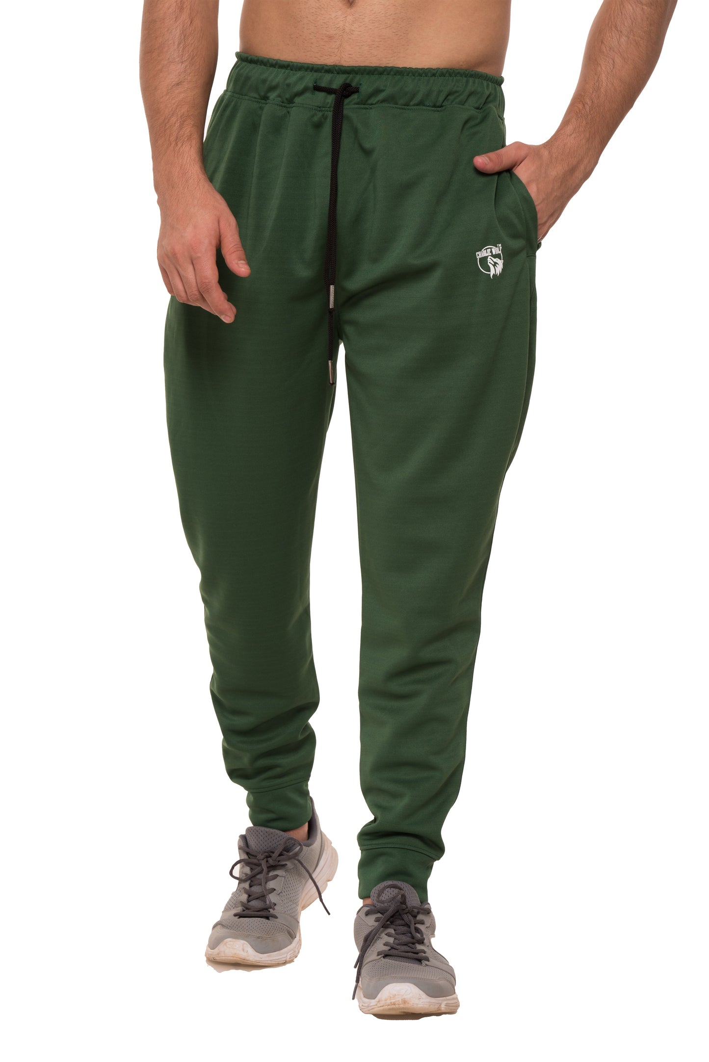 Men's green performance joggers with zip pockets – Charlie Wolf activewear
