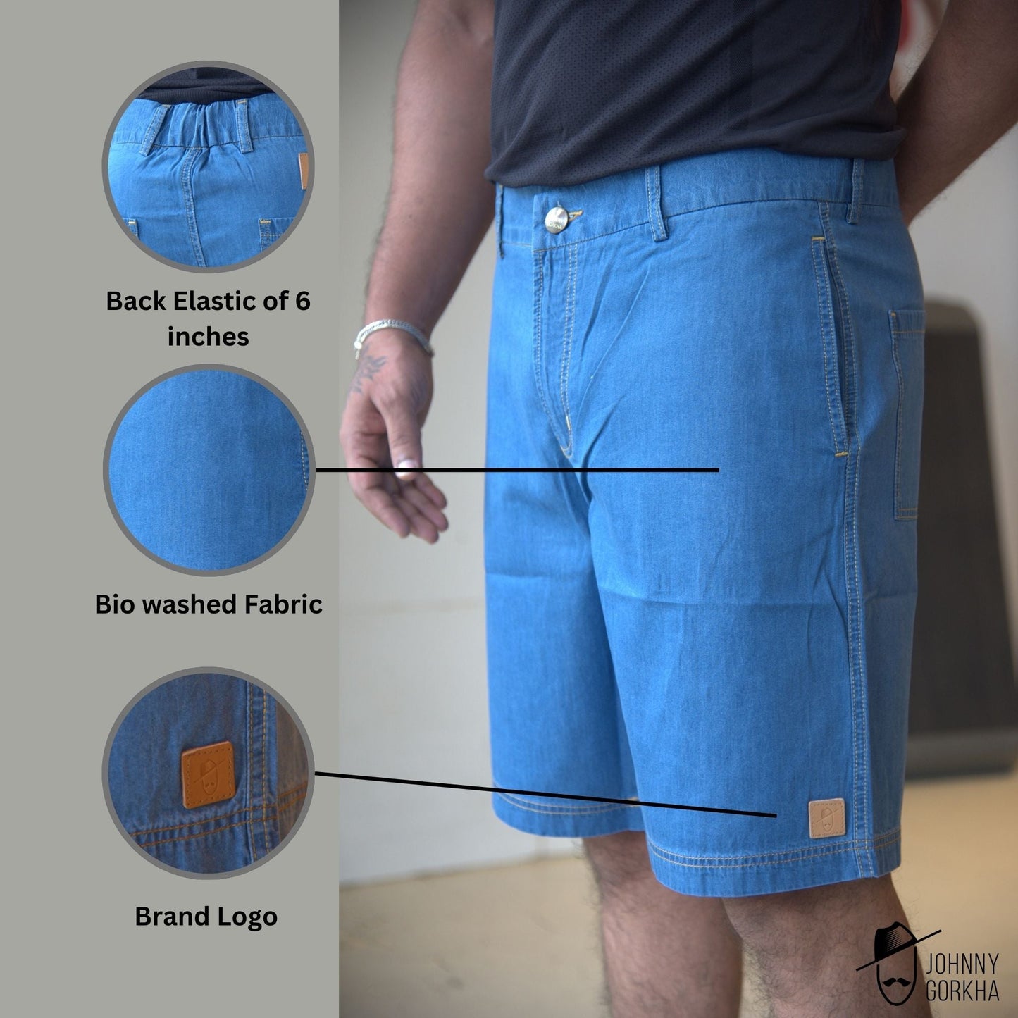 Men's Denim Shorts | 100% Cotton Fabric