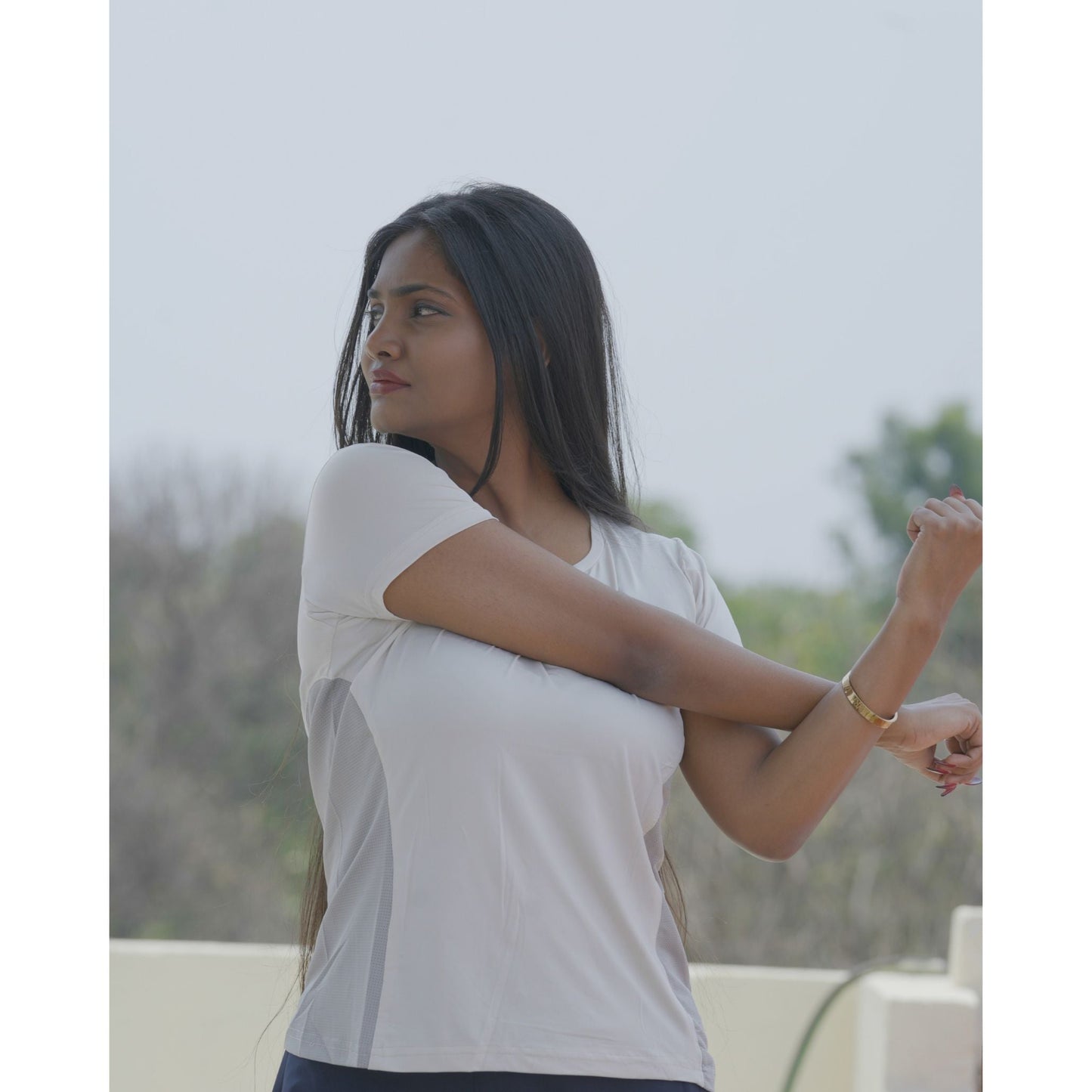 cream gym tshirt for women