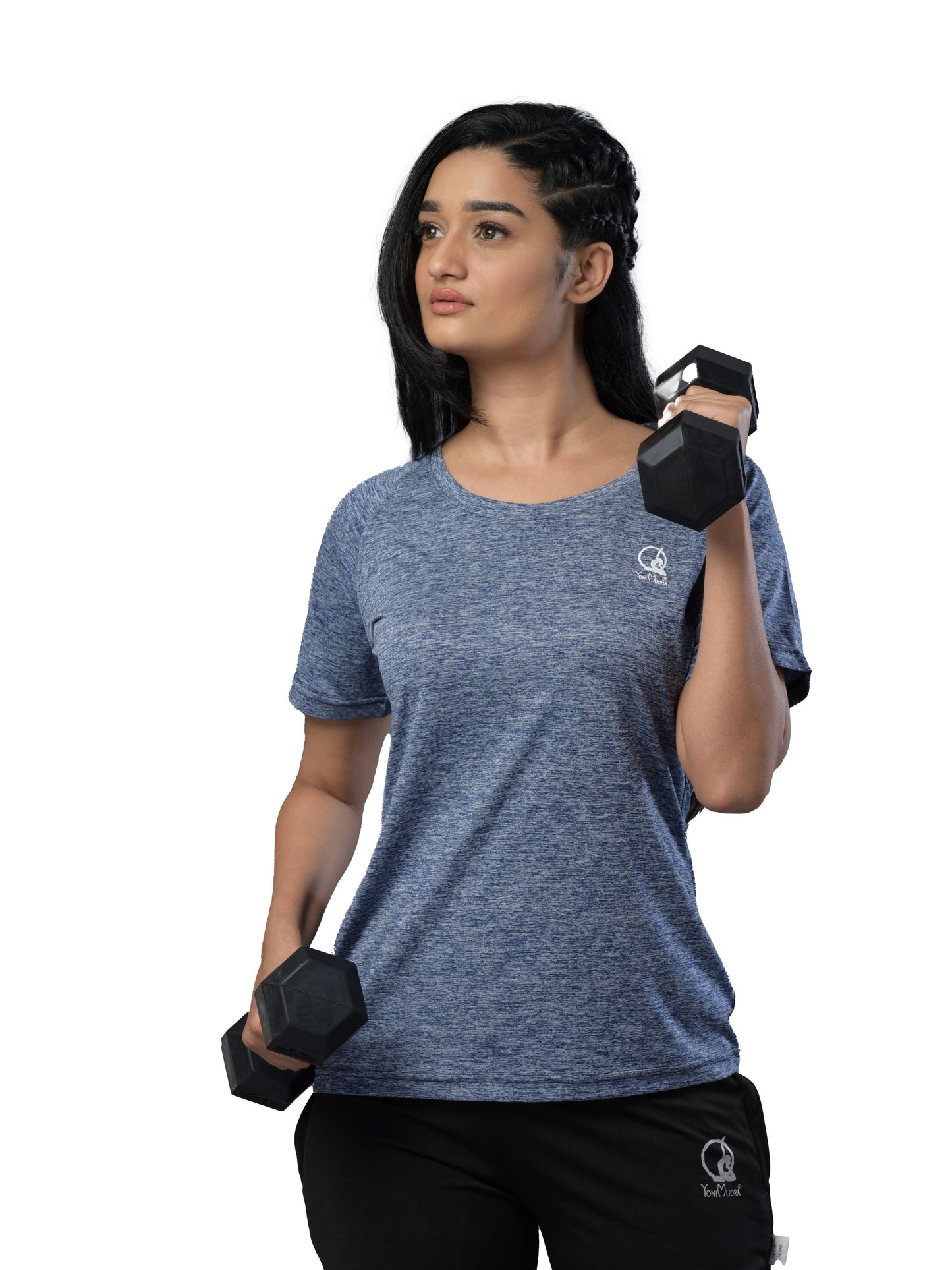 fitness t shirt for women blue grey