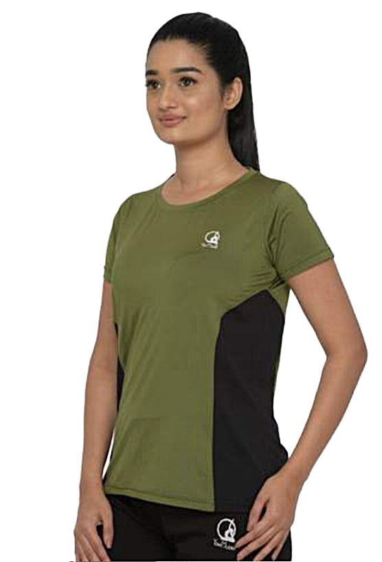 slim fit breathable green medium size t-shirts for women exercise